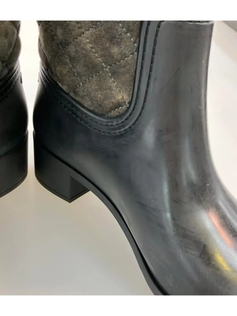 Chanel Long Gray Boots Quilted CC Logo